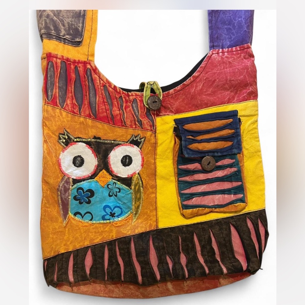 Colorful Owl Patchwork Shoulder Bag - Picture 3 of 8